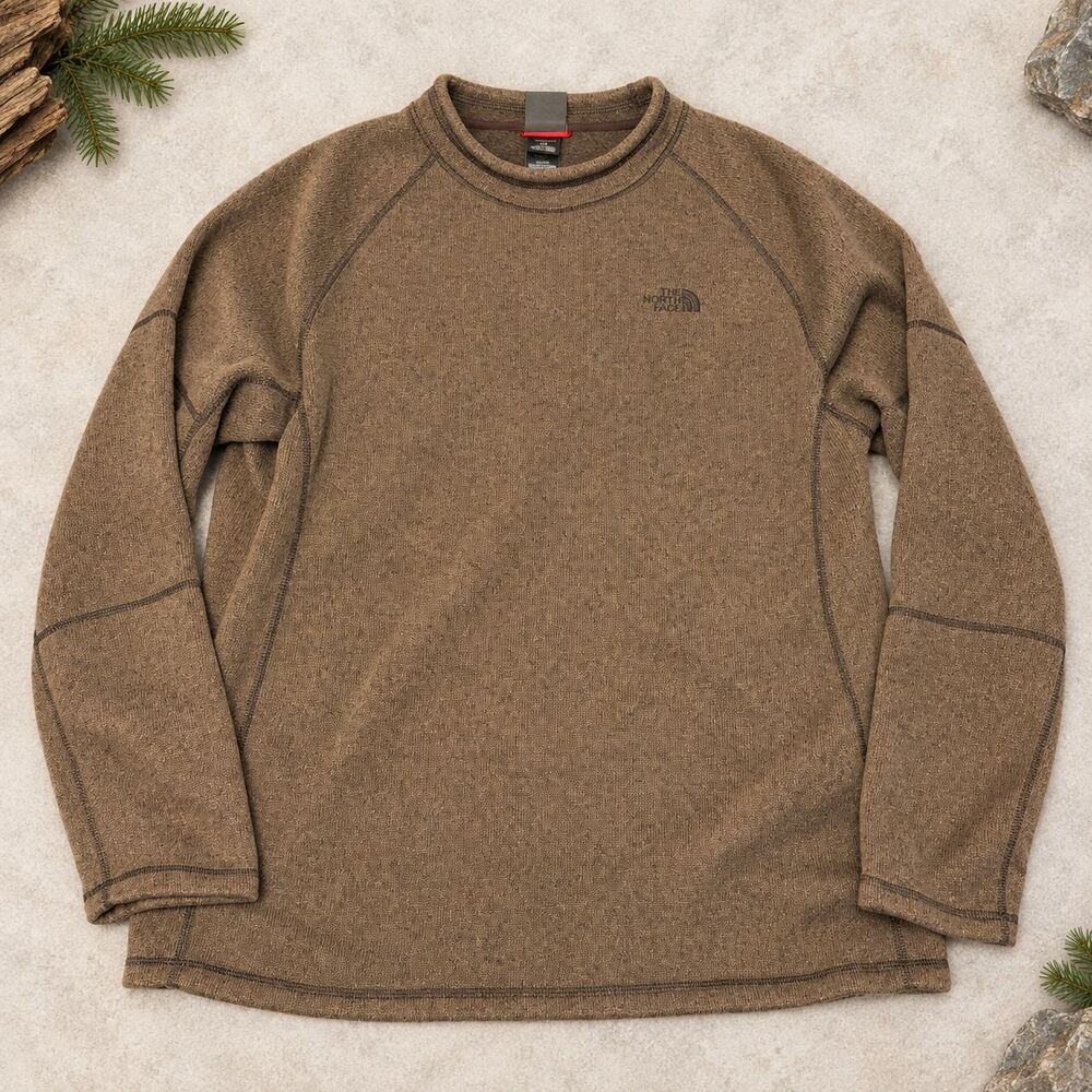 The North Face Men's Large Brown Polyester Crewneck Pullover Sweatshirt Raglan